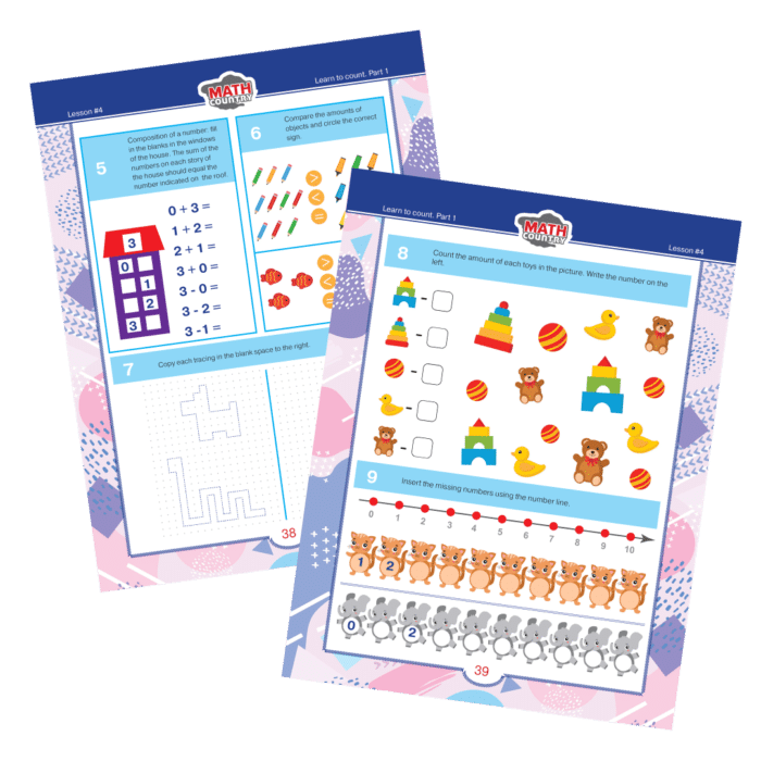 Math Country Practice Workbook Pages. Count 2s, fine motor skills development