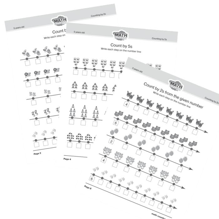 Skip counting by 2, skip counting by 5 math practice worksheets kindergarten
