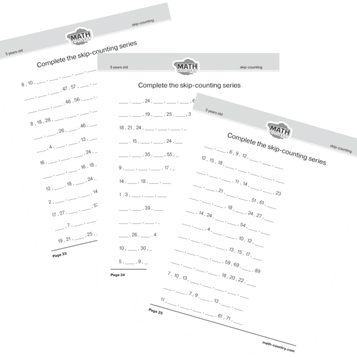 math worksheets pdf printable kindergarten preK preschool number patterns sequences skip counting