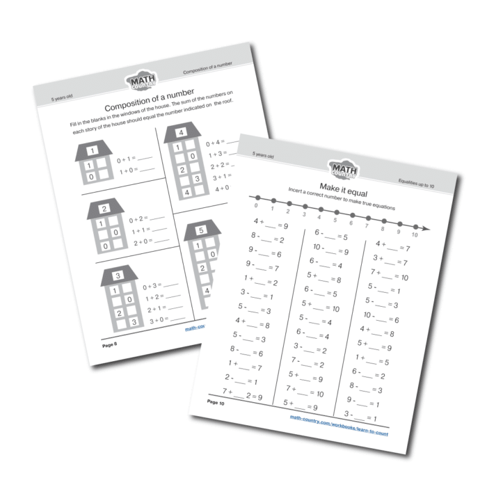 number bonds kindergarten math worksheets