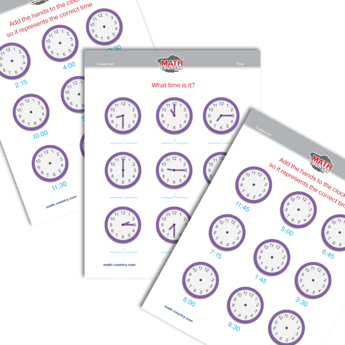 telling time to the half hour worksheets for preschool