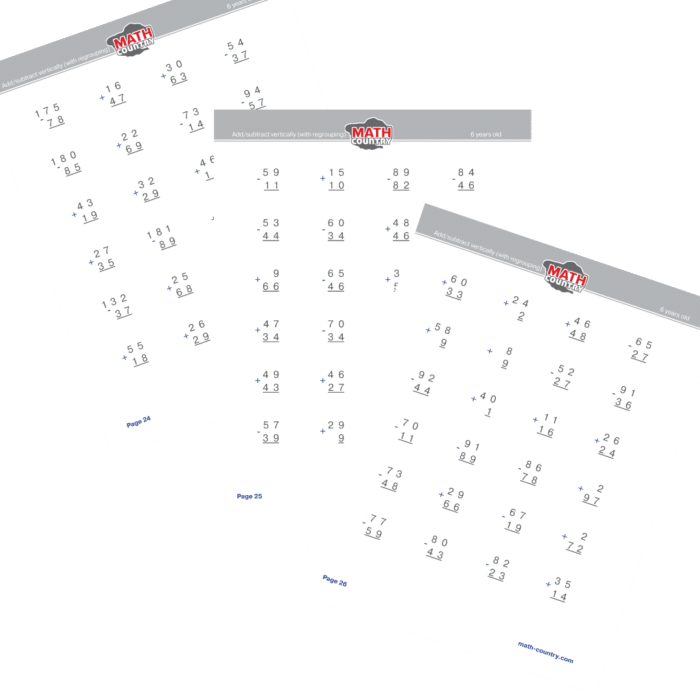 double digit addition and subtraction worksheets