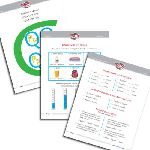 Capacity Math Example Capacity Measurements. Math Worksheets grades 2-3 (age 7+) | Math Country