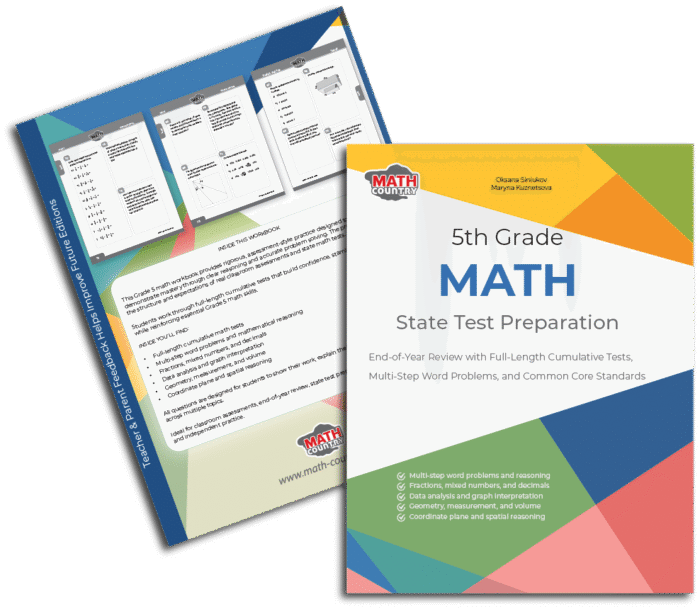 Grade 5 Math State Test Preparation Workbook – Math Country